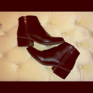 Black Zip Up Leather Booties